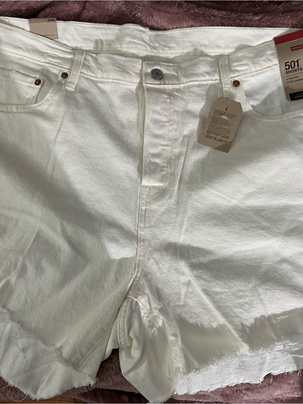 Levi's White High-Rise Denim Cutoff Shorts